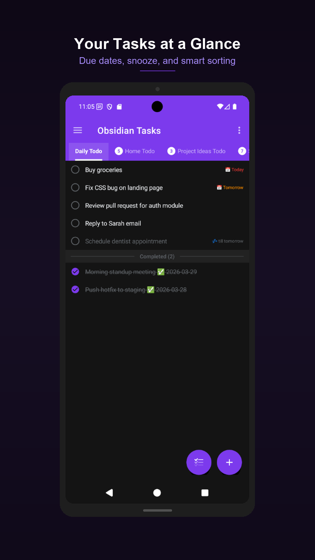 Your Tasks at a Glance